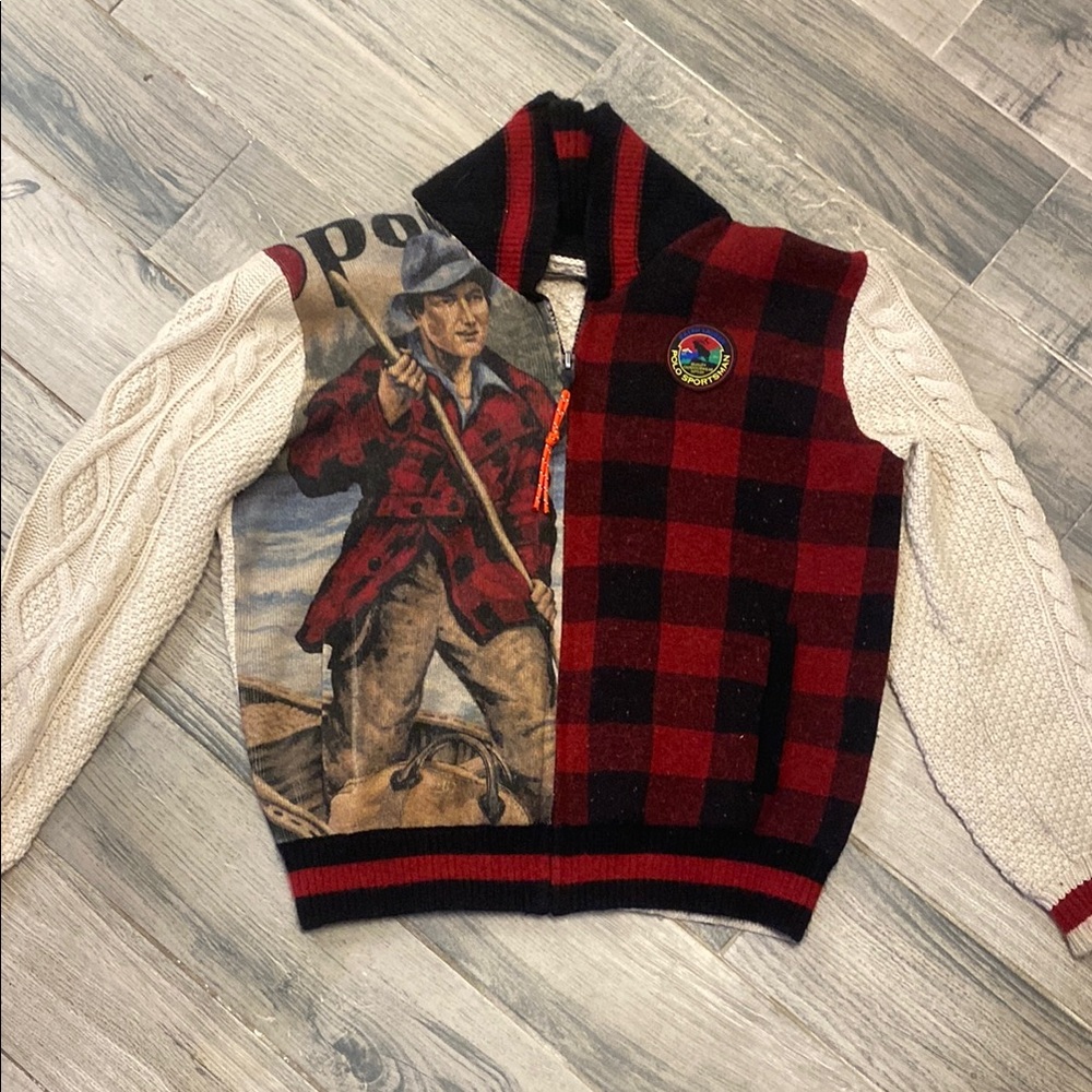 Polo by Ralph Lauren Red and Black Zip Up Sweater *RARE*